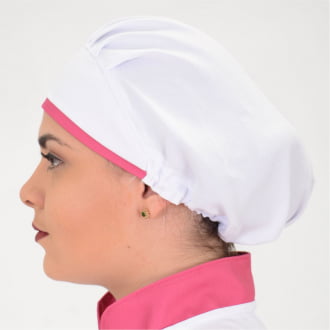 Touca Feminina Branco com detalhes Pink Touca Feminina Branco com detalhes Pink