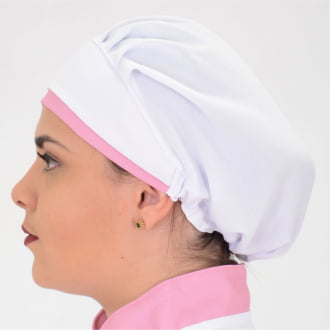 Touca Feminina Branco com detalhes Rosa Touca Feminina Branco com detalhes Rosa