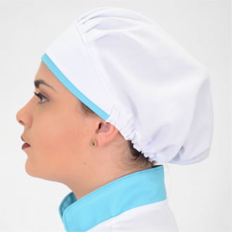 Touca Feminina Branco com detalhes Verde Claro Touca Feminina Branco com detalhes Verde Claro